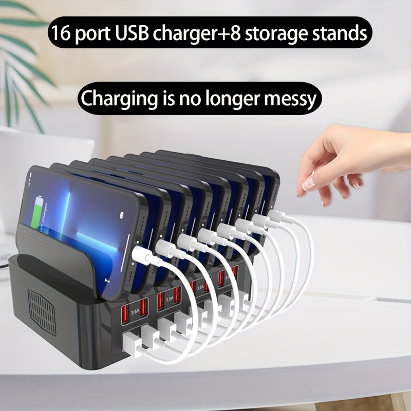 

16 Port Usb With 8 Phone Storage Stand Charger 150w Digital Product Fast Charger