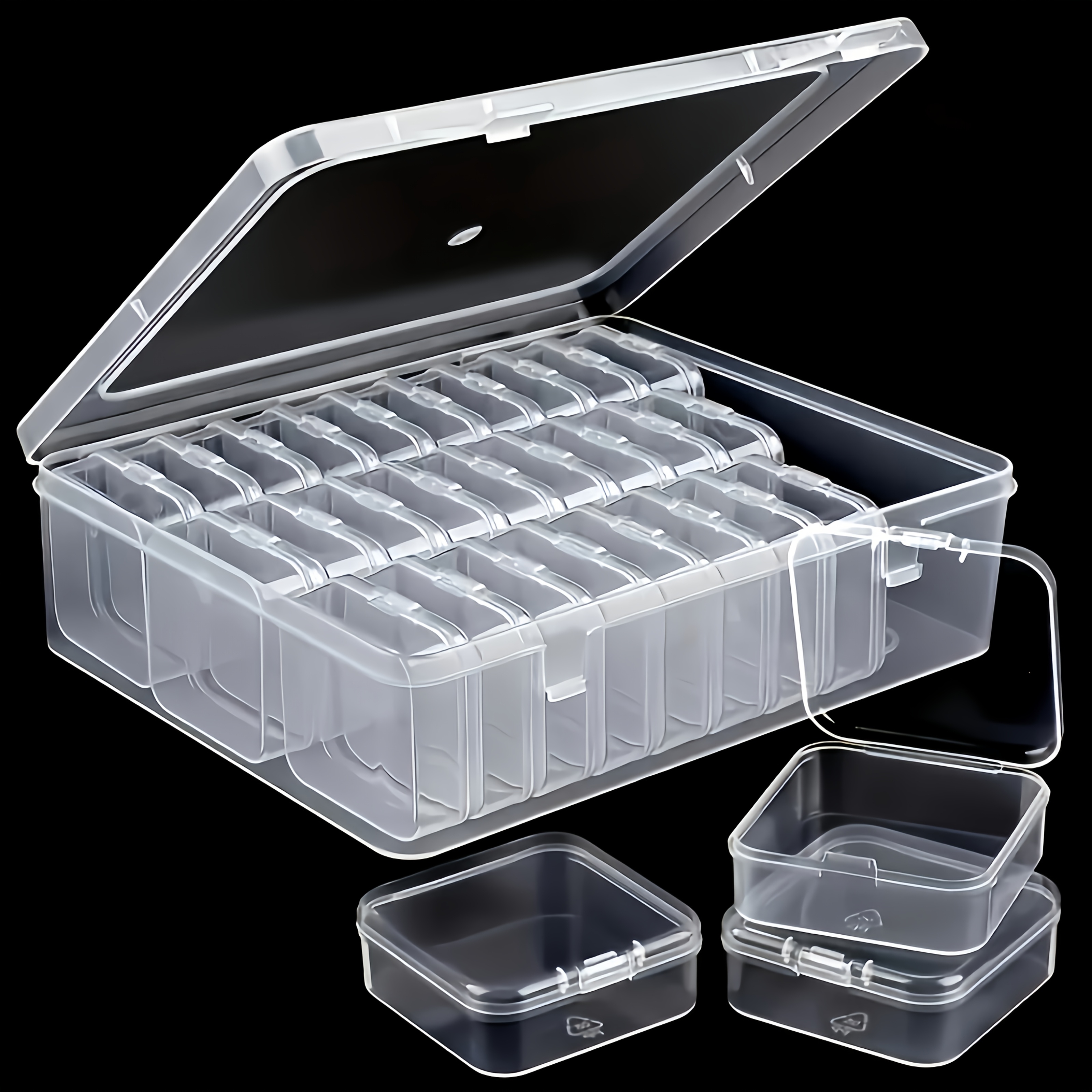 TEMU Grand ensemble de 31 boîtes de rangement en plastique transparent de grande , comprenant des petites boîtes de recharge, parfait pour organiser