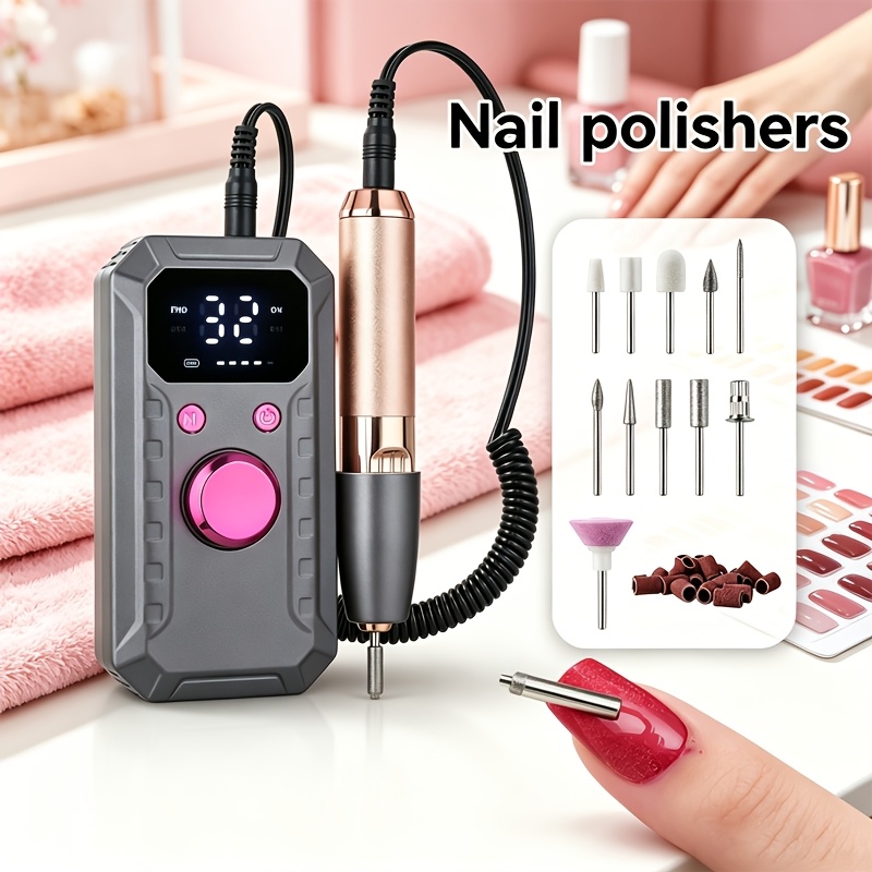 Electric Nail Art Drill with LCD Screen & 32-Level Speed Control