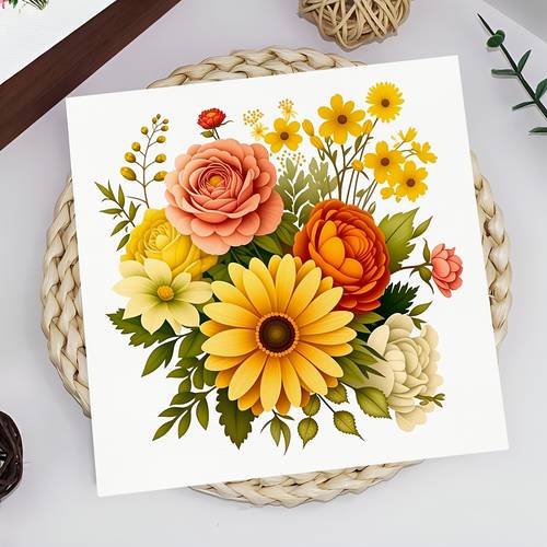 16 peças de guardanapos sem poeira com estampa floral em quentes pintados, lenços de papel descartáveis espessados, guardanapos com de linho, 12,5x12,5cm, adequados para acessórios de jantar festivos, arrumação de mesa , material de papel qualidade, festas temáticas de