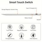 active pencil for ipad 2018 2024 with touchscreen functionality palm tilt control magnetic attachment rechargeable lithium polymer battery usb charging for ideal gift for
