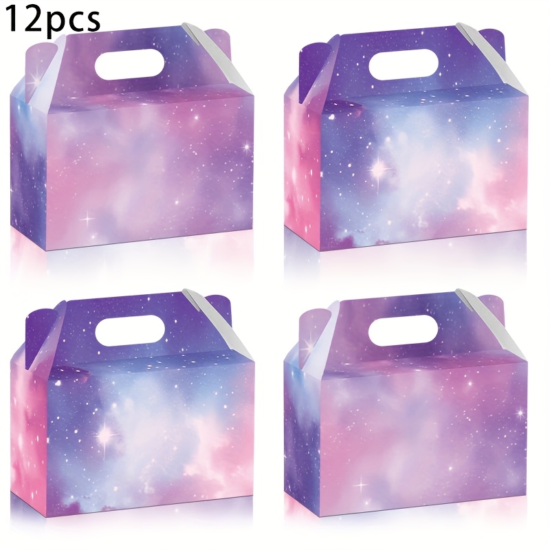 Image of 8/12/24pcs Starry Night Party Theme Gift Box, Starry Box, Paper Material With Handle For Birthday, Party, Wedding, Valentine's Day And Other Small Business Event Supplies
