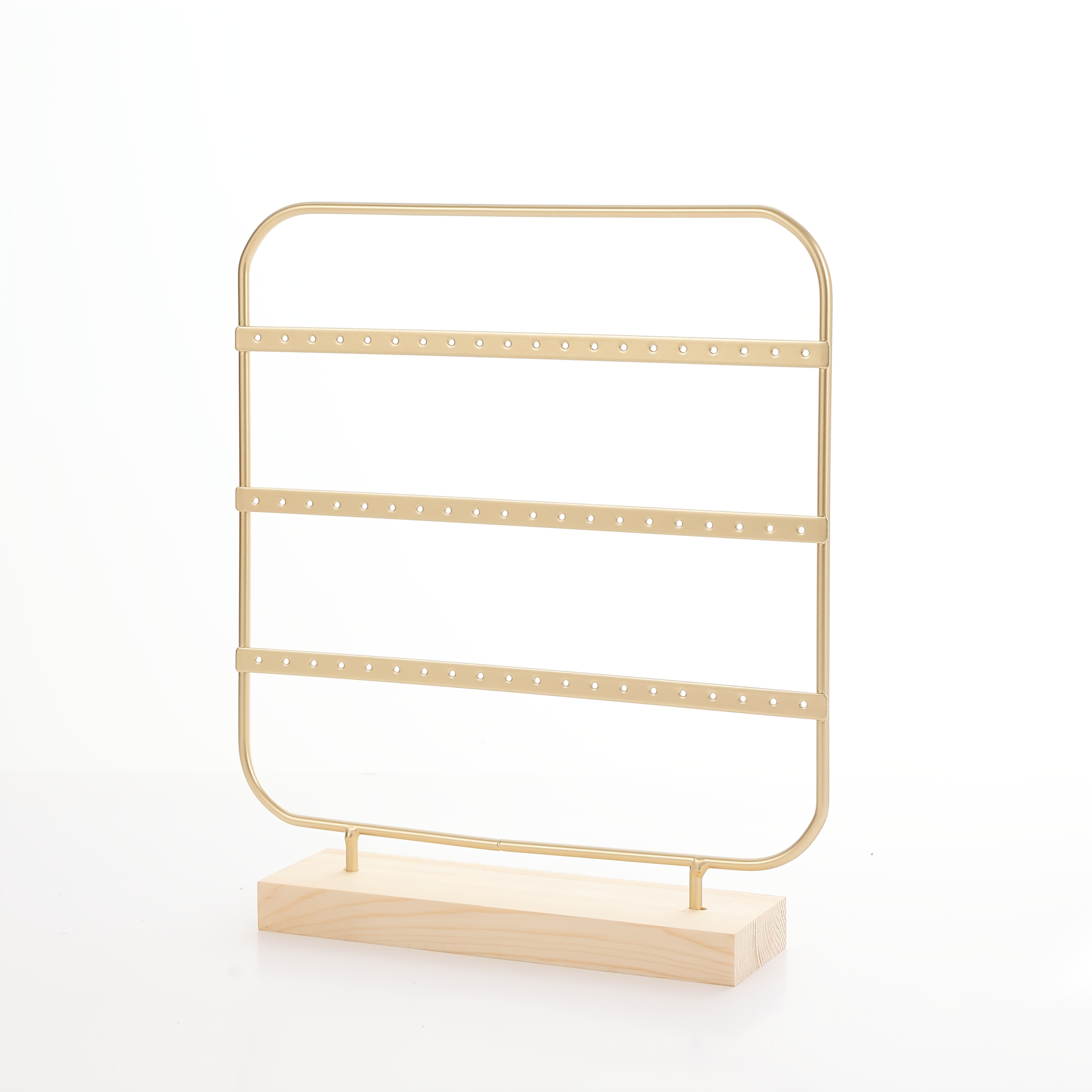 TEMU 3-tier Wooden Base Wrought Iron Earring Display Stand, Earring Organizer Display Rack, Stud And Dangle Earring Storage Jewelry Display Stand.