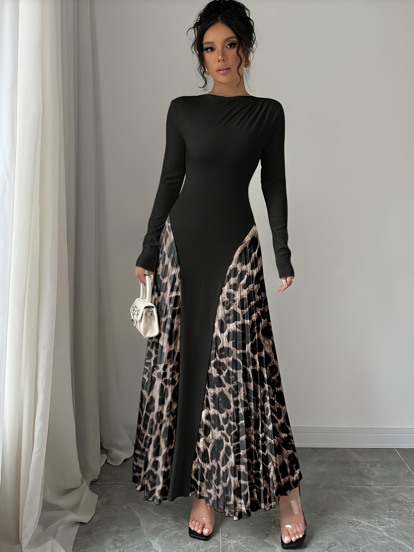 chinese dress ladies Square Collar Pleated Dress with Modern Sling Silhouette main image 0