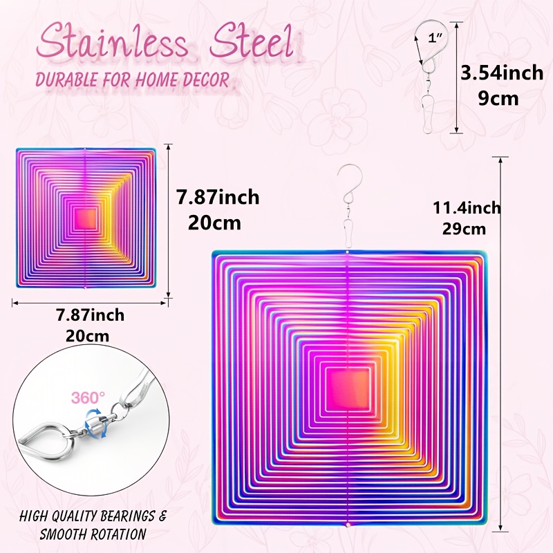 Image of Single-pack Rainbow-colored Wind Spinner, Outdoor Metal 3d Wind Spinner, Hanging Yard And Garden Decoration Gift, Stainless 3d Wind Chime