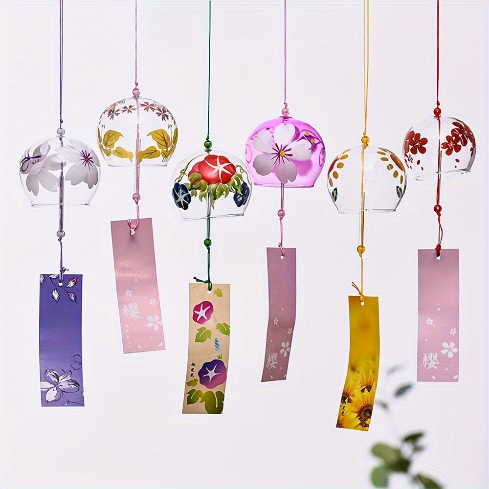 

6pcs Set Japanese-inspired Wind Chimes - Handcrafted Glass Ornaments, Perfect Creative Gift For Her, Wind Chimes For Outside