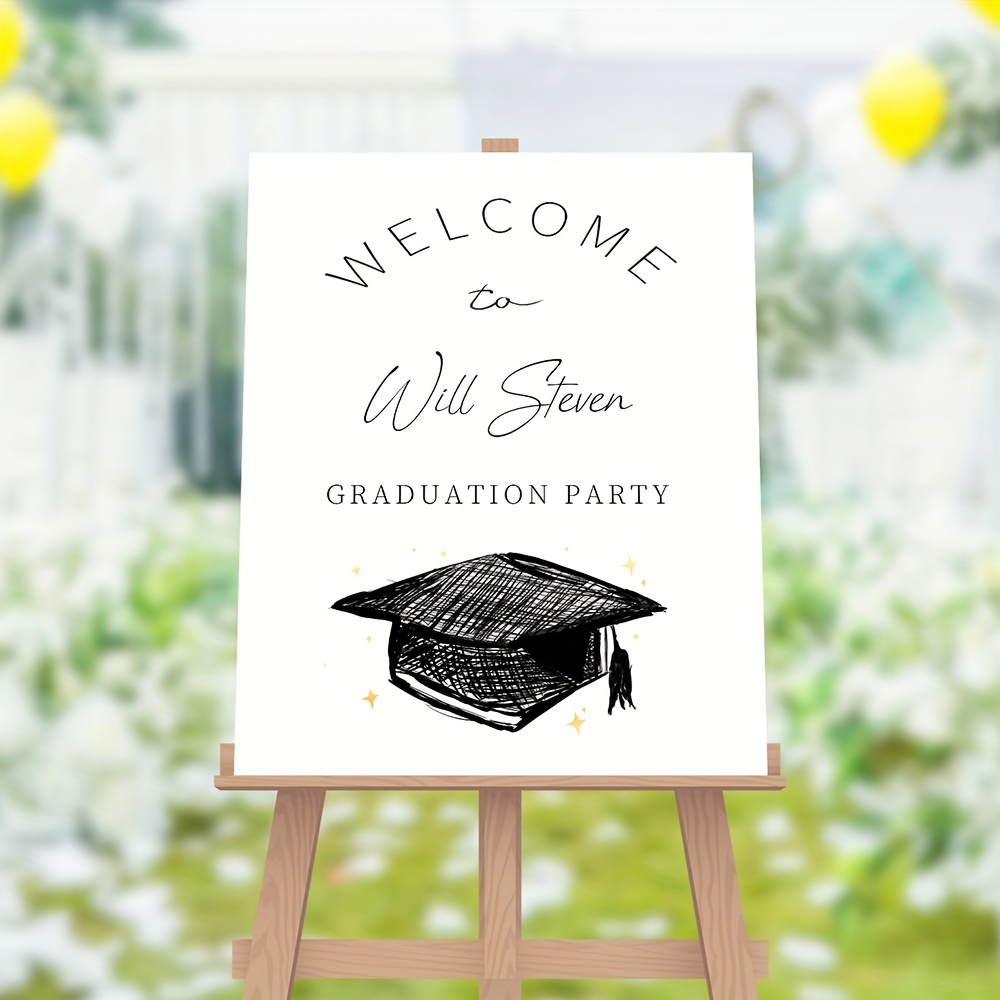 

1pc Personalized Graduation Party Yard Sign, Custom Print Name Graduation Decorations Sign - Congrats Grad Wall Decor Welcome Sign, Plaque Graduation Party Indoor Outdoor Decorations