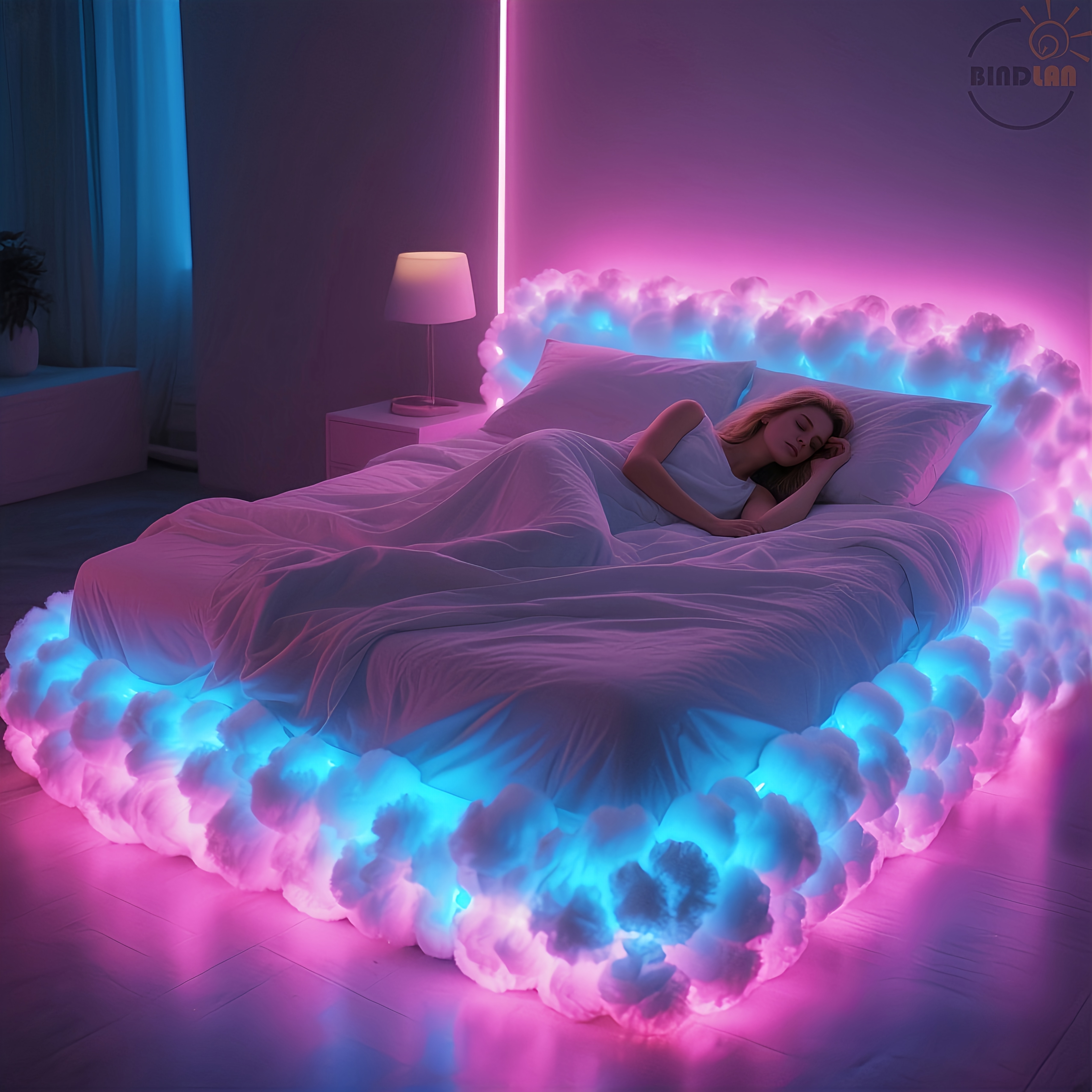 RGB 3D Cloud Lamp, 5.92meter LED String Lights | USB Powered, Thunder Cloud Shape Night Light, Music Sync, Multi-color Bed Frame Decor Light, Ideal for Bedroom, Game Room, Birthday Parties & Christmas to Create Cozy Ambiance, Wall/Ceiling Light.