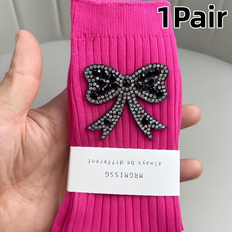 TEMU 1/6 Pair Of Colored Cute Decorated Mid Tube Socks - Multifunctional, Shiny And Fashionable Women's Socks, Women's Long Tube Socks And Seasonal