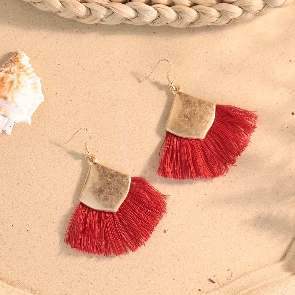 Women's Vintage Bohemian Tassel Earrings, Distressed Style