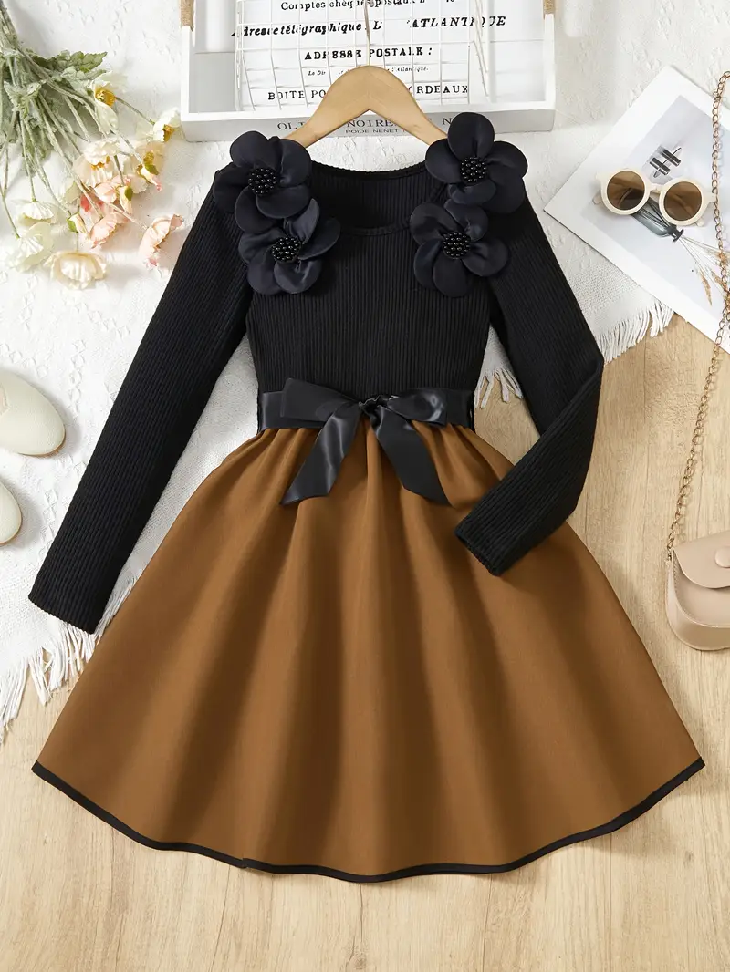 * 3D Floral Long Sleeve Dress * Casual Fashion Contrast Suitable for Prom, Vacation, Back-To-School Outfit, Daily Wear, Elegant And Fashionable Dress * Warm And Cozy Fabric (Autumn Winter Gift) * 3D Floral Long Sleeve Dress * Casual Fashion Contrast Suitable for Prom, Vacation, Back-To-School Outfit, Daily Wear, Elegant And Fashionable Dress * Warm And Cozy Fabric (Autumn Winter Gift)