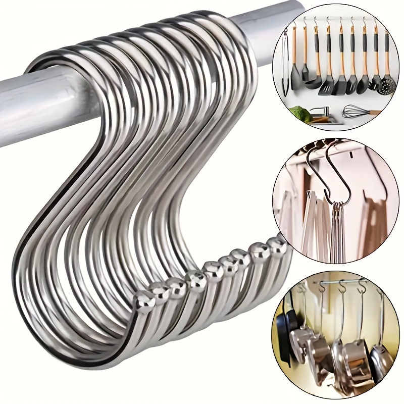 

10pcs Heavy- Stainless Steel S- - Metal Hanging For Kitchen, , Bathroom &