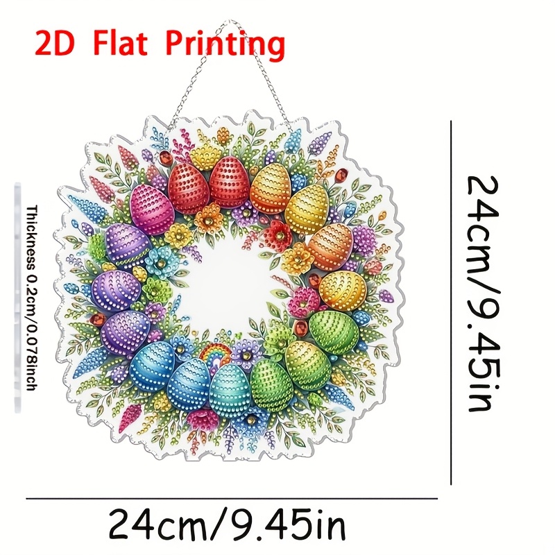 Image of 2d Flat Printing Pendant Set For Adults, Special Shape Rhinestone, Single-sided Diy Acrylic 5d Diamond Painting Window Hanging Pendant, Home Garden Wall Hanging Set, Hanging Ornament ()