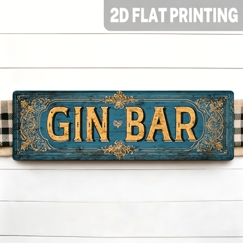 TEMU Insegna da bar vintage per gin, 1 pezzo, piatta 2D - Decorazione da parete retr簷 a tema gin con targa, adatta per la casa, cucina, decorazione