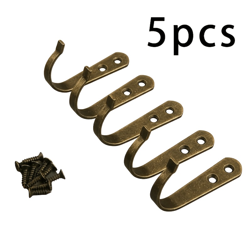 TEMU 5pcs Crochet Bronze en J Crochet Mural Robuste, pour Suspendre Manteaux, Sacs, Chapeaux, Pack de 5 Crochets en Fer Robustes, Convient pour