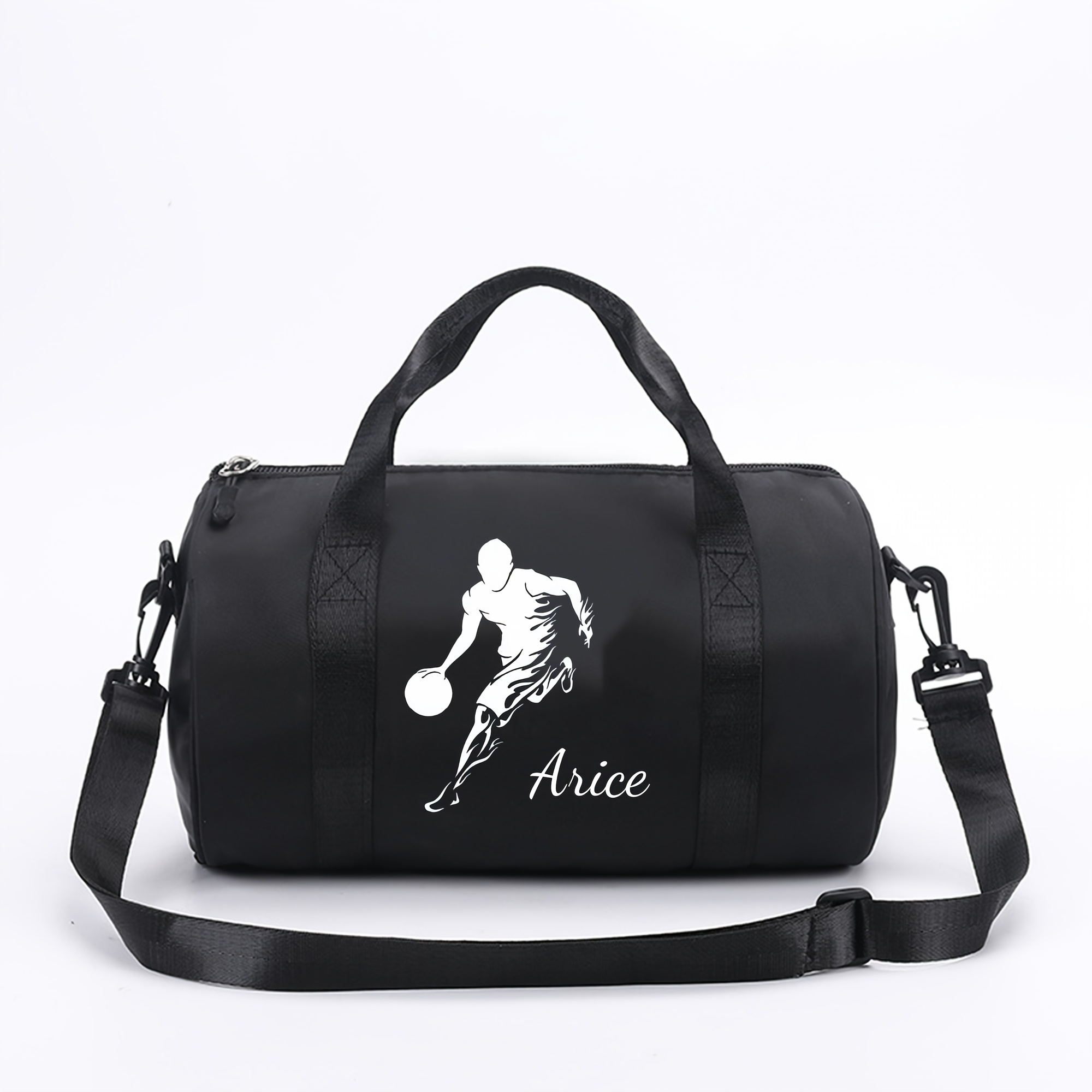 TEMU Sac Bandoulière de Basketball Personnalisé Nom/Nombrer - Sac Sport Léger en Nylon avec Sangle Réglable, Fermeture Éclair - Cadeau pour l'École,