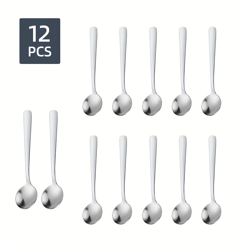 TEMU 12 piezas/Cuchara Especial de Acero Inoxidable 304 Tamaño Pequeño Cuchara para Condimentos Cuchara Dorada Pequeña Cuchara Redonda para Cocina