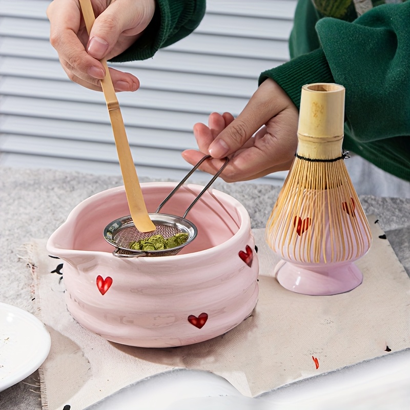 Bloem keramische matcha-garde met bamboegarde, keramische matcha-komset met tuit, unieke matcha-theeset, matcha-cadeauset cadeau-ideeën - België