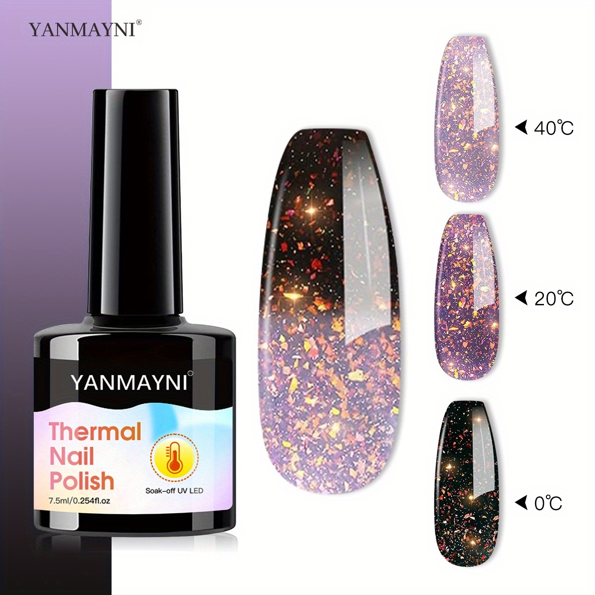 Thermal Glitter Color-changing Gel Polish - Temperature-activated Reflective /led Soak-off Nail Polish Suitable For Temperature- Nail Art, (liquid)