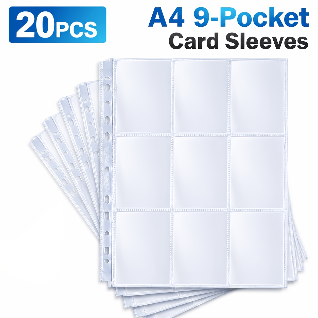 TEMU 20pcs A4 9-pocket Card Sleeves, Clear Binder Pages For 2.5 X 4in Photo Cards, Trading Cards, Mini Prints & Collectibles, Fits A4 Ring Binder