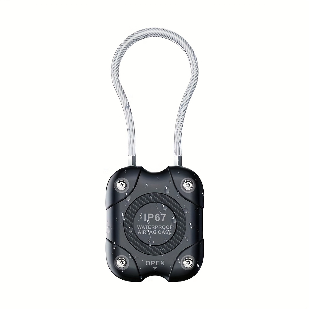 Image of Airtag Holder With Wire Cable, Airtag Keychain, 360°hard Protective Air Tag Case Holder For Air Tag For Key Chain, Key Ring, Car, Luggage