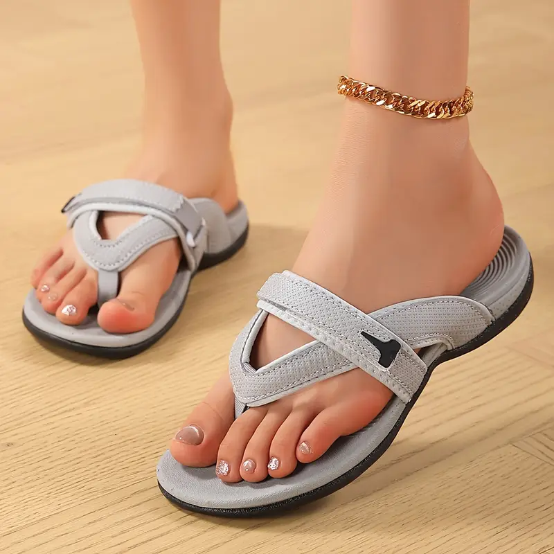 womens comfortable arch support rolling sandals ultra light soft sole summer slide fashionable wedge beach flip flops with non Product details 2