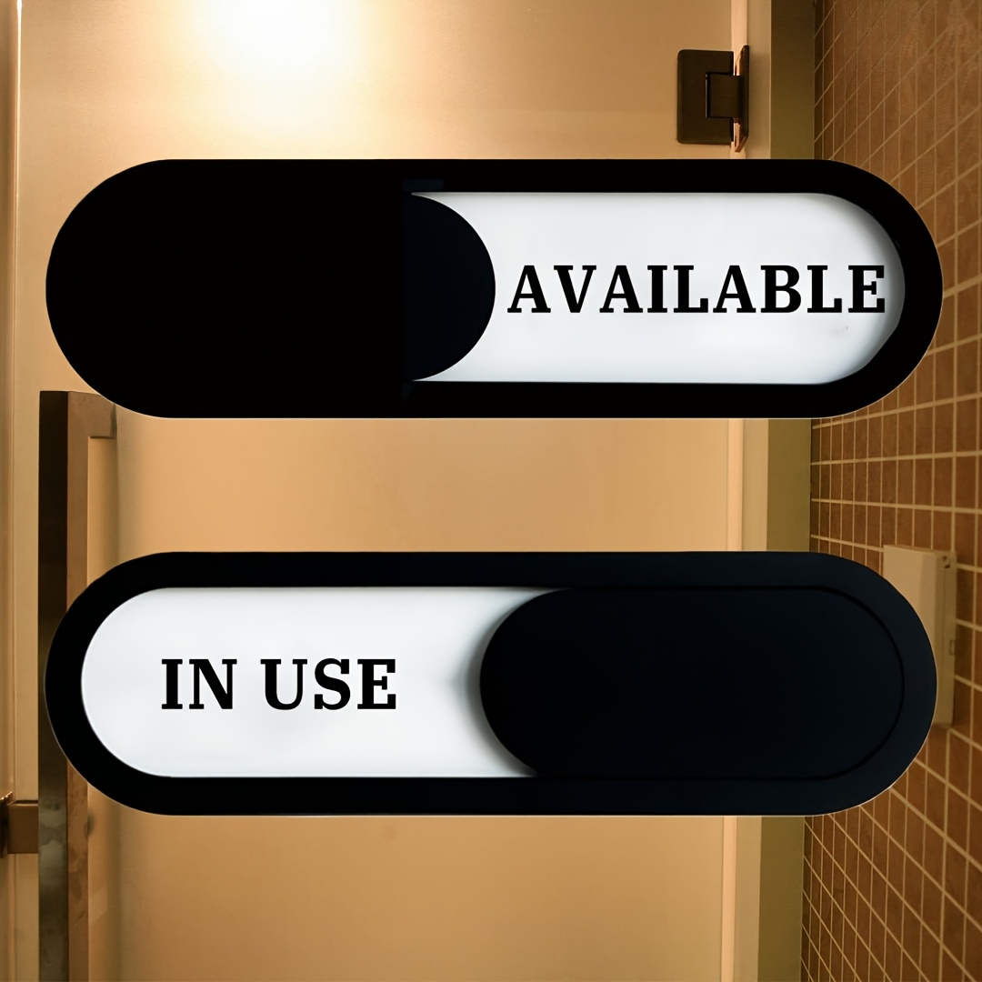 TEMU Panneau d'état de porte en acrylique robuste avec indicateur coulissant (7,4"x2,2") - "En usage/Disponible" pour bureau, salle de , hôpital,