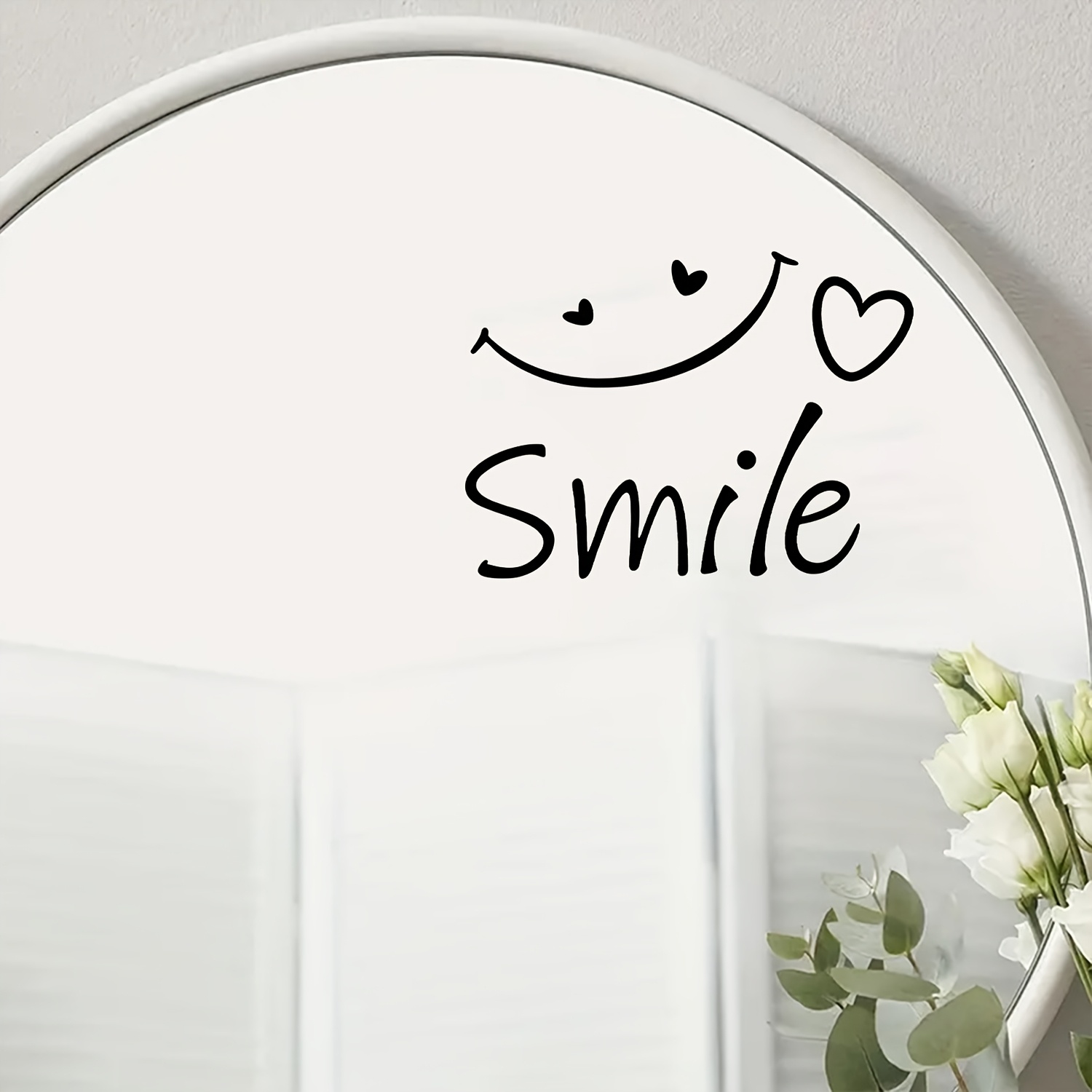 1pc Simple And 'smile' Static Cling Window Decal, Pvc Material, Easy To Remove And Reusable, Suitable For Bathrooms, Bedrooms, Makeup Mirrors, And
