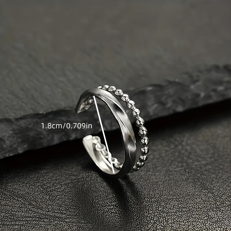 Adjustable Geometric Rings Stainless Steel Set Open Ring Hollow Pattern