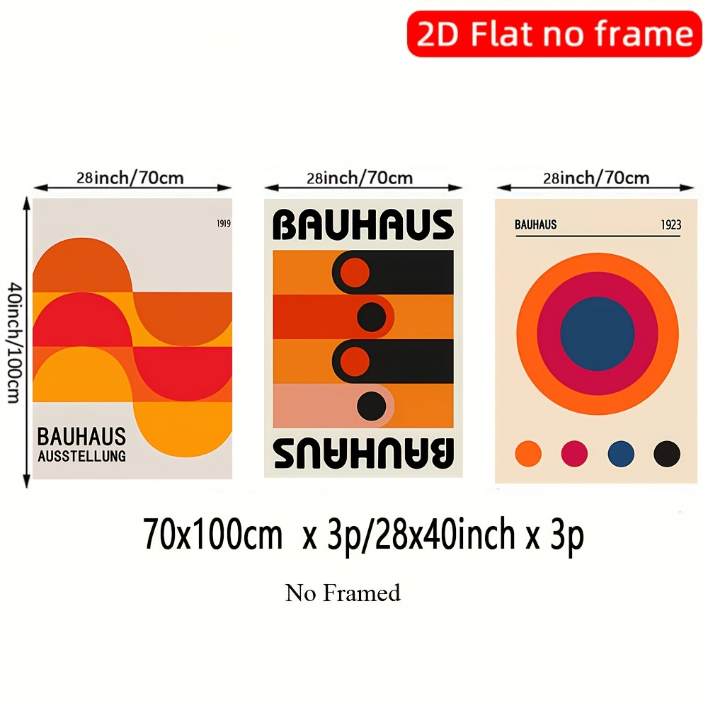 3  pcs affiche Bauhaus vintage pour une décoration unique