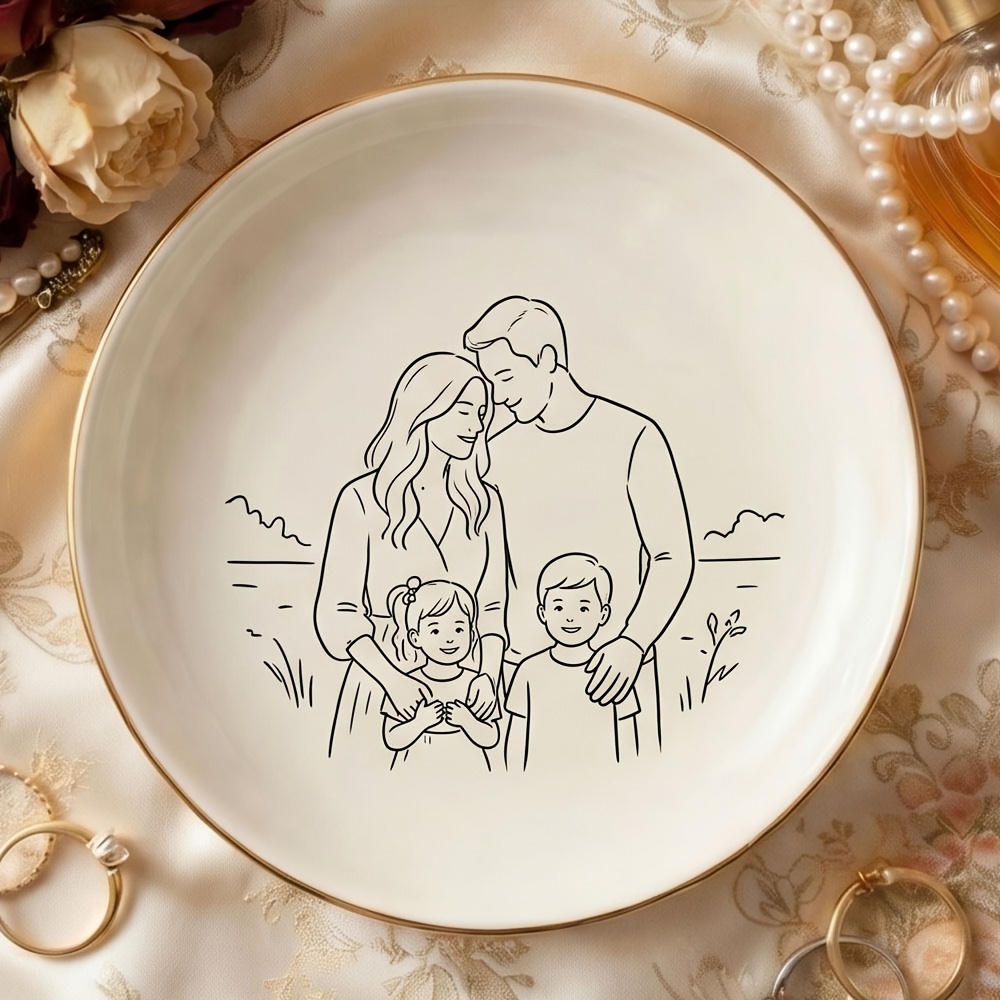 TEMU Personalized Photo/name/text Ceramic Jewelry Dish - Art Portrait & Photo Display Suitable For Wedding, Birthday, Graduation Gift - Round Ring
