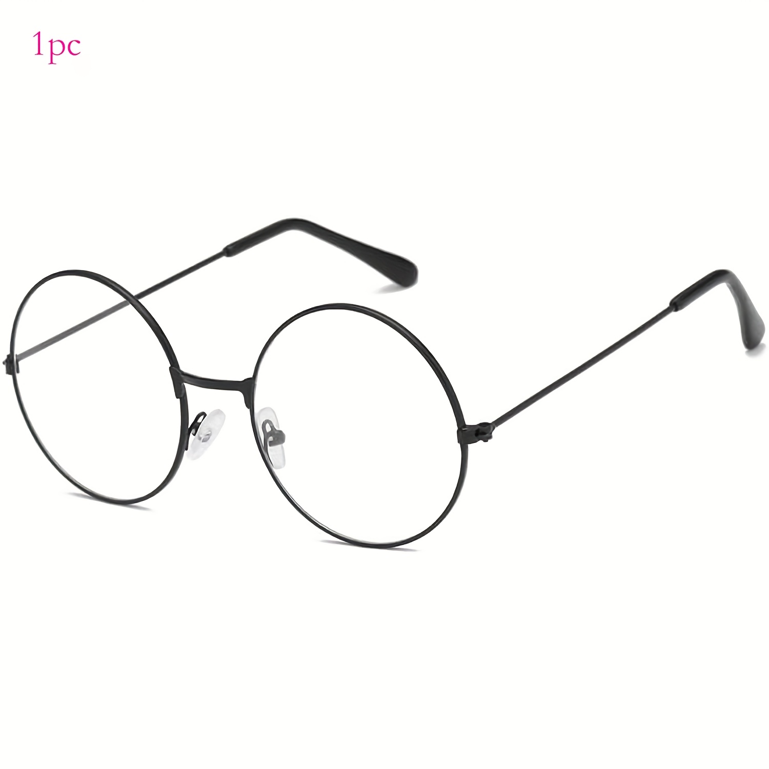 Image of 1pc Wizard-themed Round Black Frame Glasses For - Lens Non- Fashion Spectacles With , Perfect For Halloween & Costume Partie