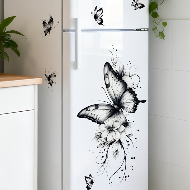Image of Traditional Ink Wash Wall Stickers, Suitable For Hotels, Guesthouses, Offices, Rooms, Bathroom Cabinet Doors, Home Decor, Wall , Self-adhesive And Removable Pvc Wall Decals