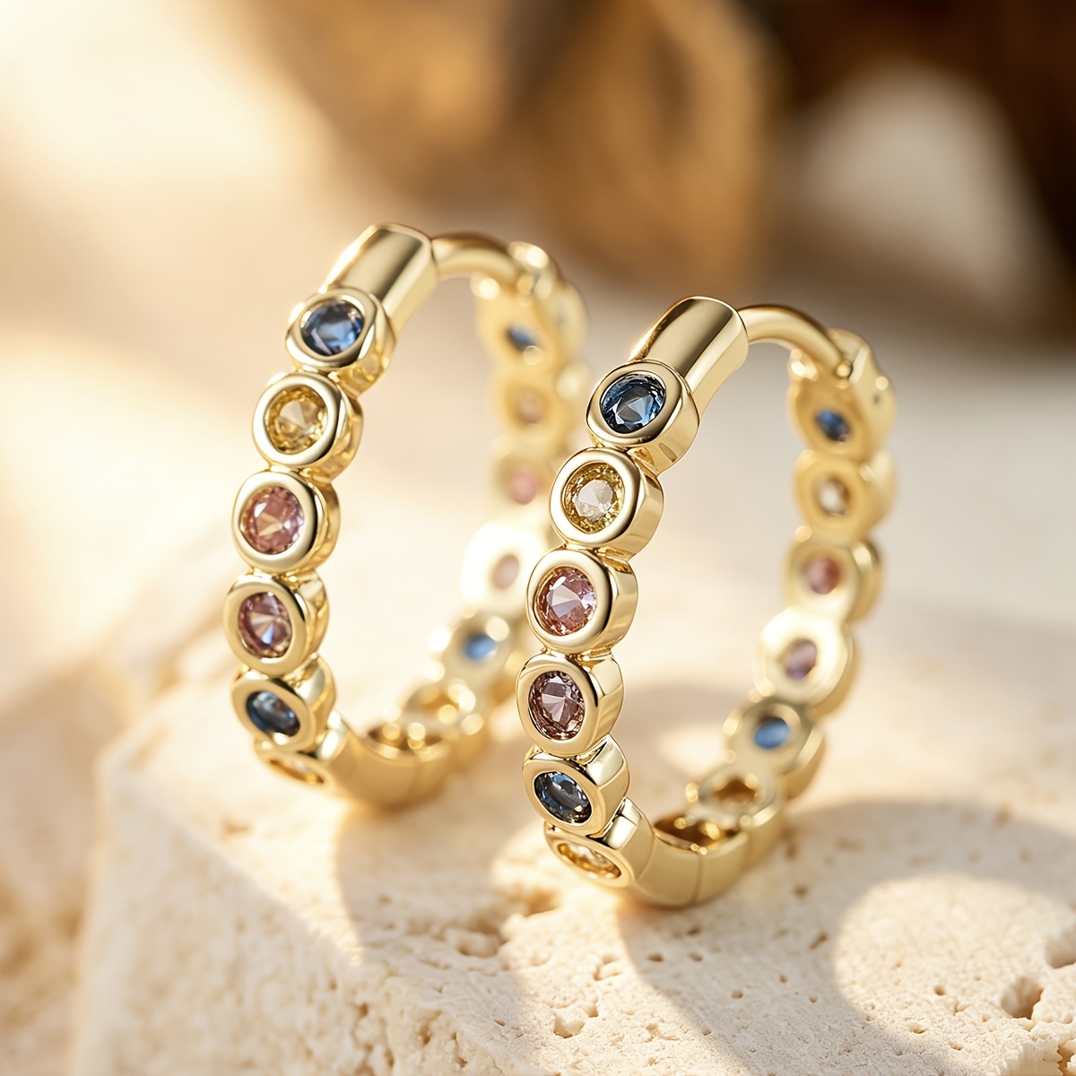 Women's Copper Teardrop Earrings with Synthetic Zirconia