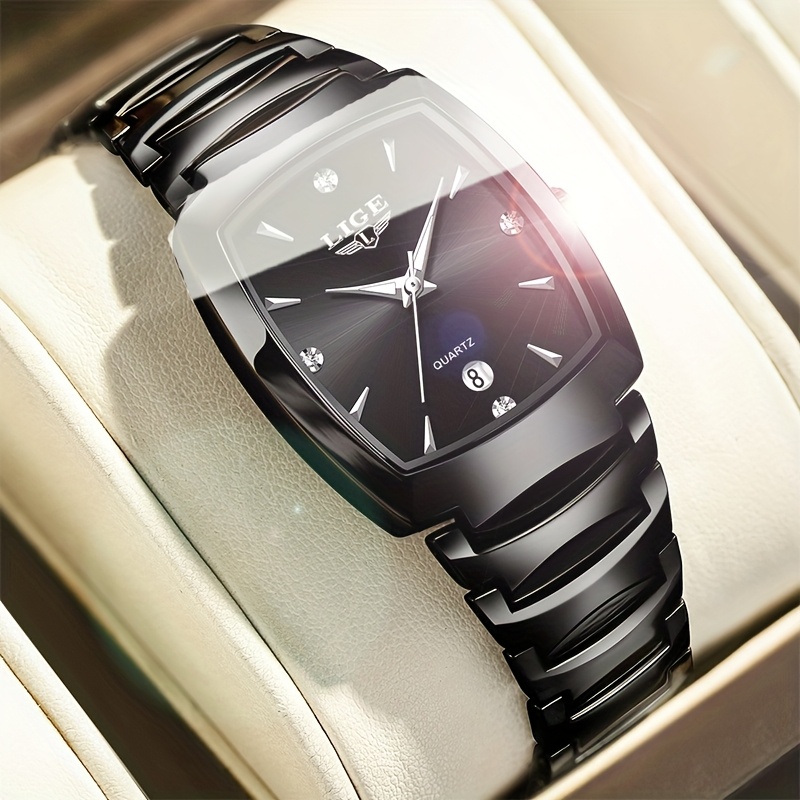 Image of Lige Women's Elegant Classic Watch - Square Dial With Turquoise Accent, Stainless , Quartz Movement - Everyday & Formal Watch For Women - Affordable Luxury Watch, Business Wristwatch, , Stylish