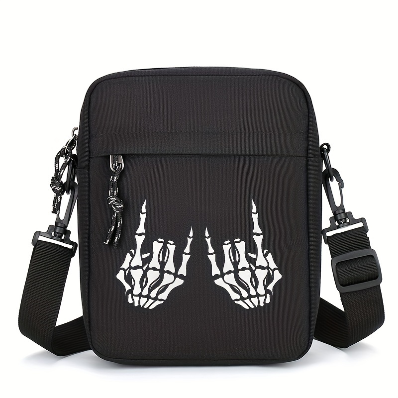 

Spooky Oxford Canvas Crossbody Bag - Black, Adjustable Strap, Non-washable, Perfect For Parties And Outings