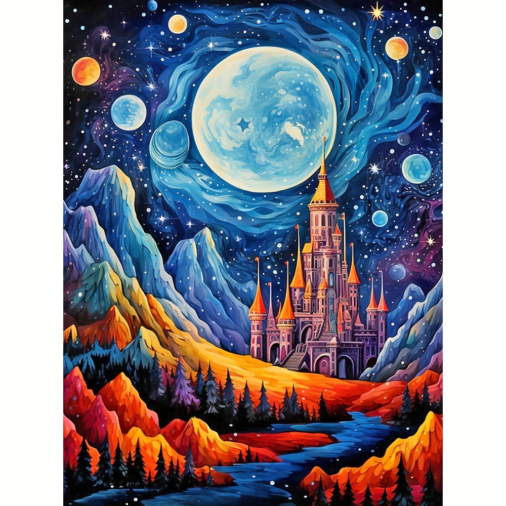 Bqhagfte 2 Pack Diy 5d Diamond Painting Kits Full Drill Rhinestone Painting Starry Sky Diamond Pictures For Wall Decoration, Van Gogh Diamond Painting