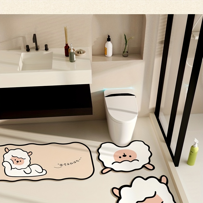 3pcs cartoon   animal bathroom non slip mat set shower room absorbent quick   piece bathroom anti slip floor mat Product details 4