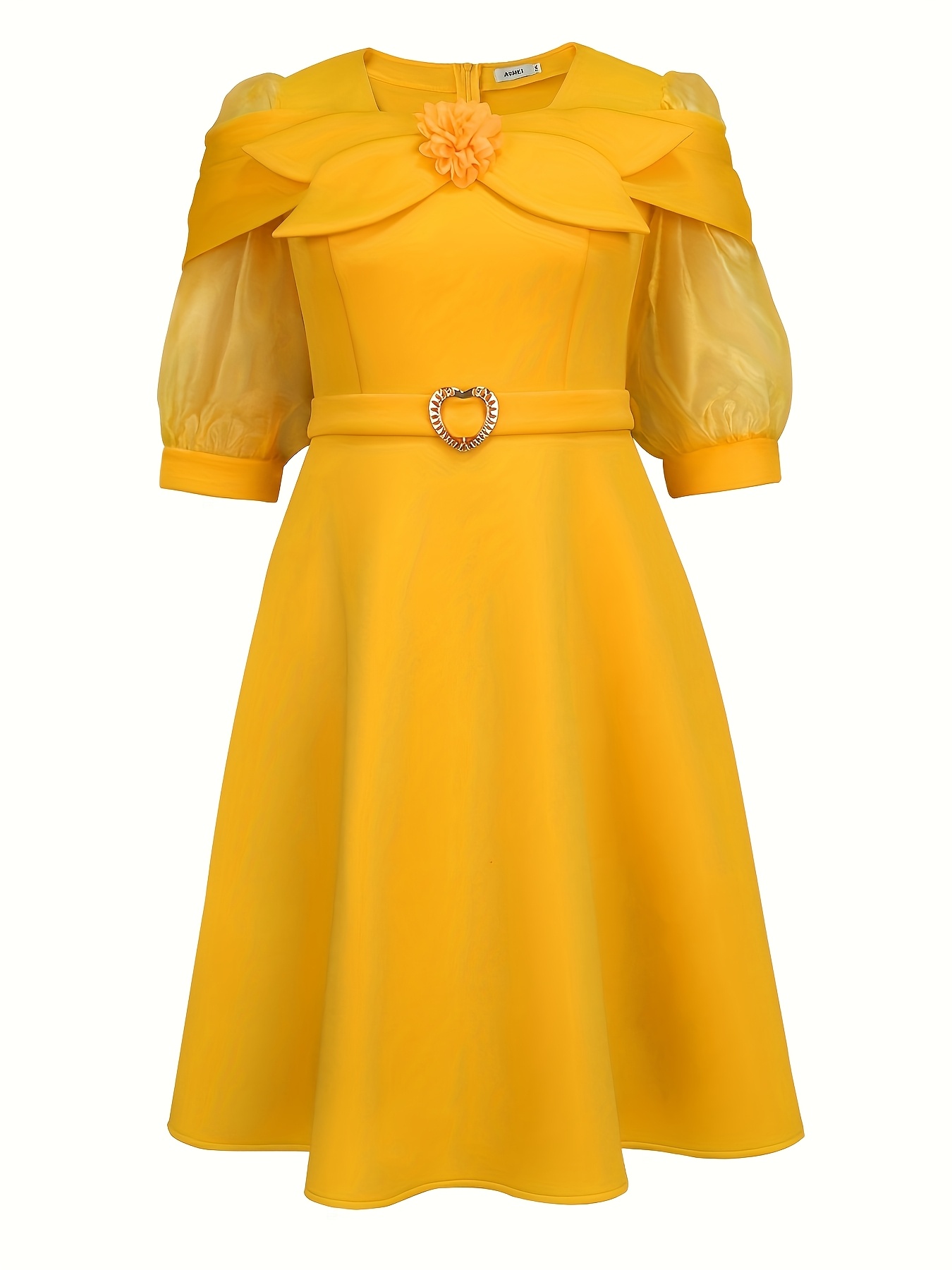 knee length dresses for ladies Bridesmaid Dresses Yellow Chiffon for Junior Wedding Party – TANYA BRIDAL main image 1