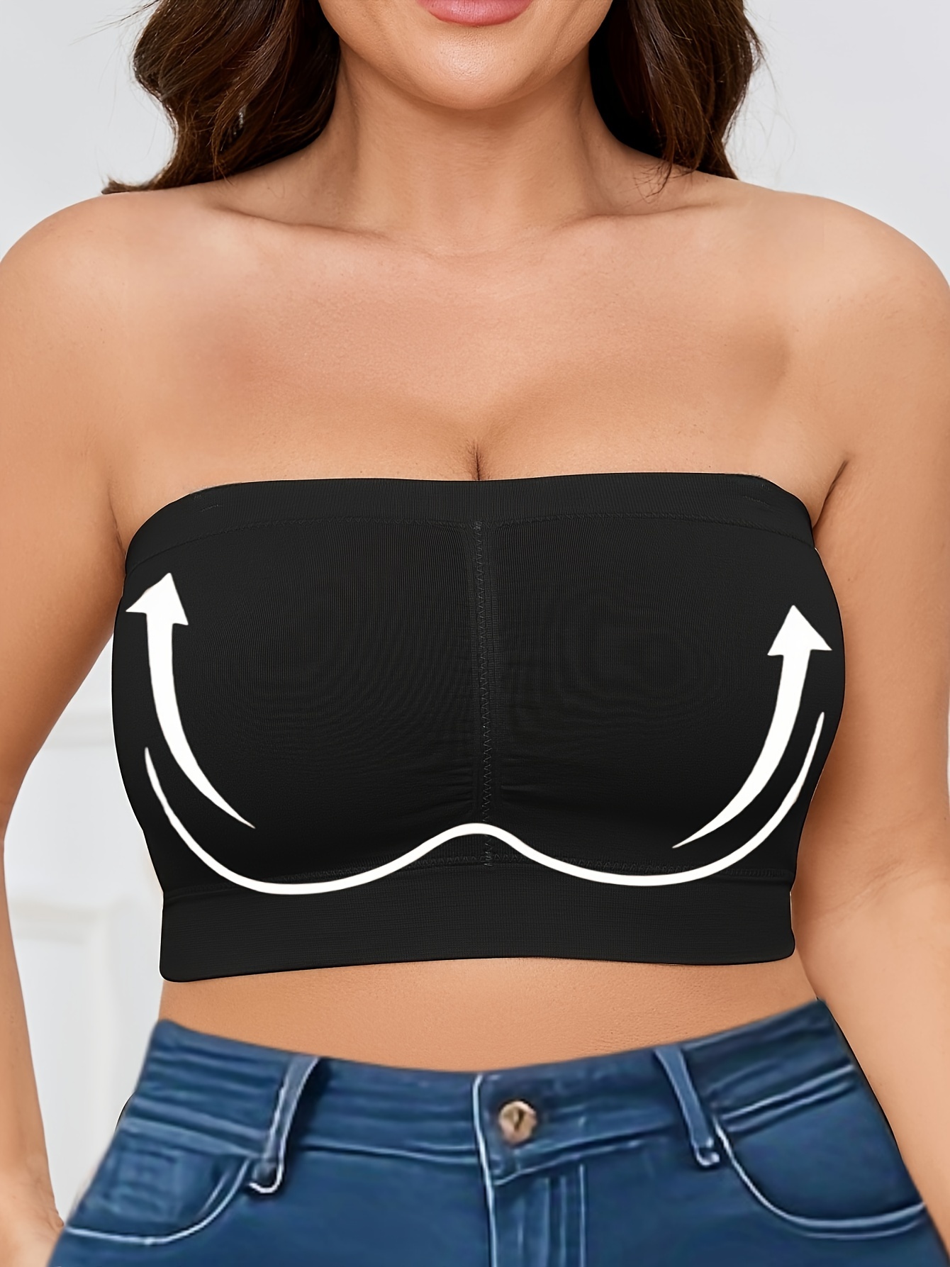 Plus Size Seamless Camisole, Comfortable No-Pad Bralette with Soft Breathable Fabric and Strapless Design