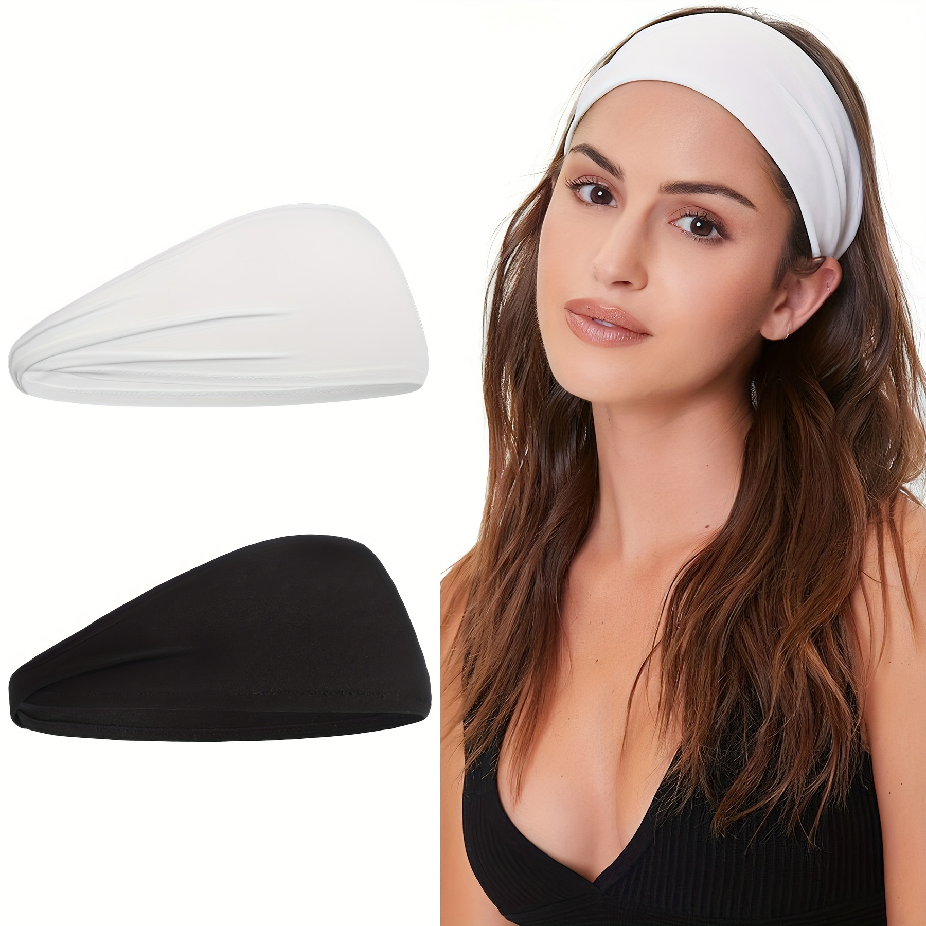Bandeaux De Sport 2 Pièces Noir - Anti-Transpiration Élastique Pour Fitness, Yoga, Course