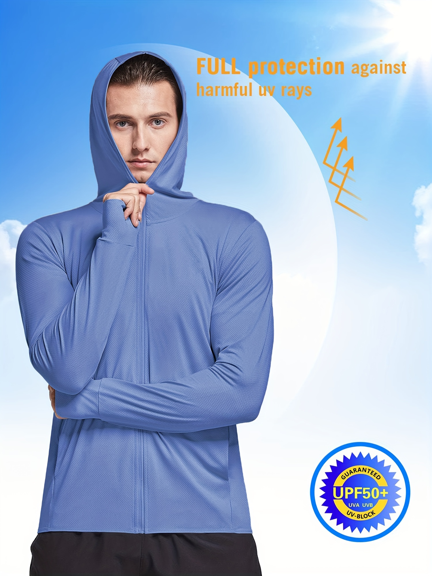 Men's Sun Protection Hooded Jacket Upf 50+ Uv Shirt Long - Temu Australia
