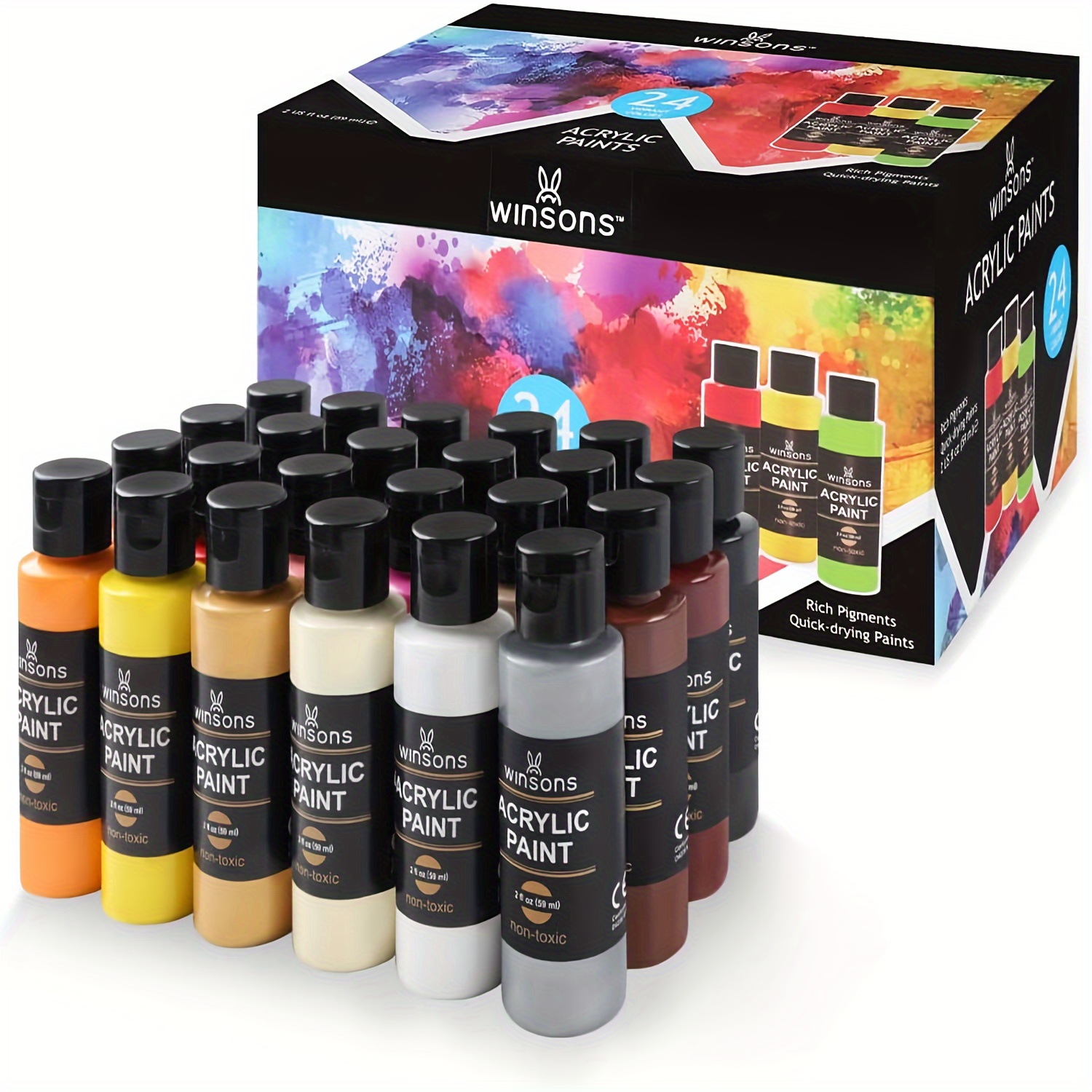 

Winsons 2fl Oz/59ml Per , For Adult Artists, Pigments Non-toxic, Wood Cloth Painting