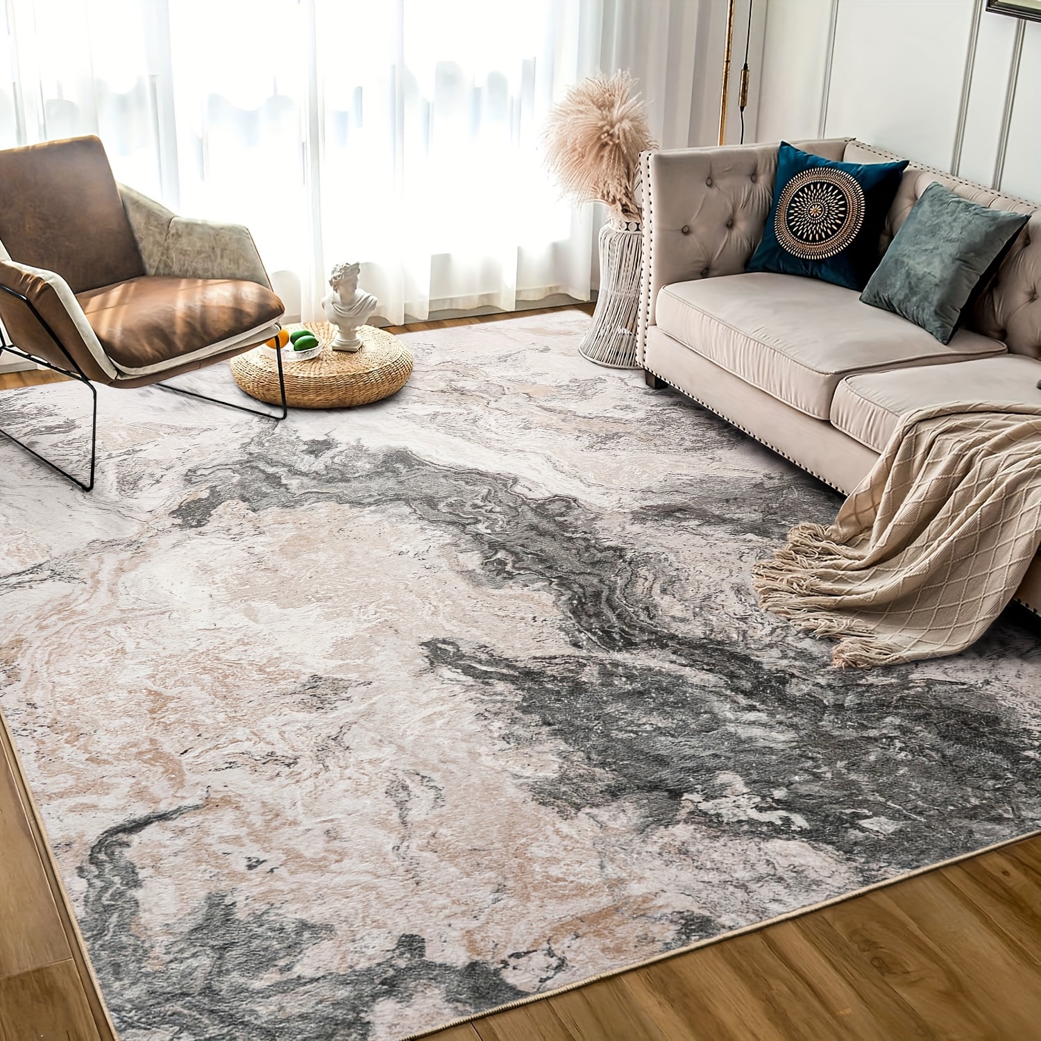 

Area Rugs For Bedroom Abstract Machine Washable Vintage Rugs Distressed Modern Print Throw Rug For Living Room Aesthetic, Non Slip Carpet With Gripper