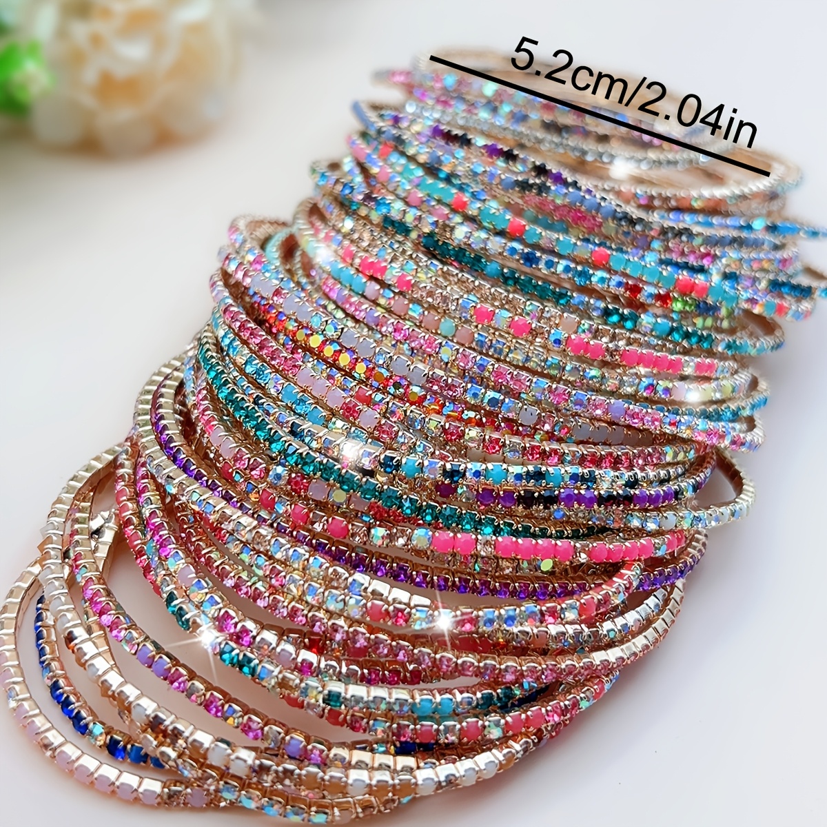 10pcs Ultra-Thin Rhinestone Inlaid Stackable Bracelets