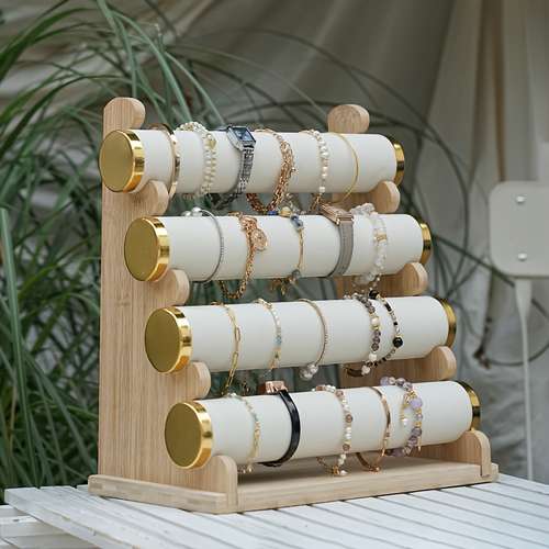 2-Tier Jewelry Display Rack - Leather Bracelet & Bangle Stand For Showcase