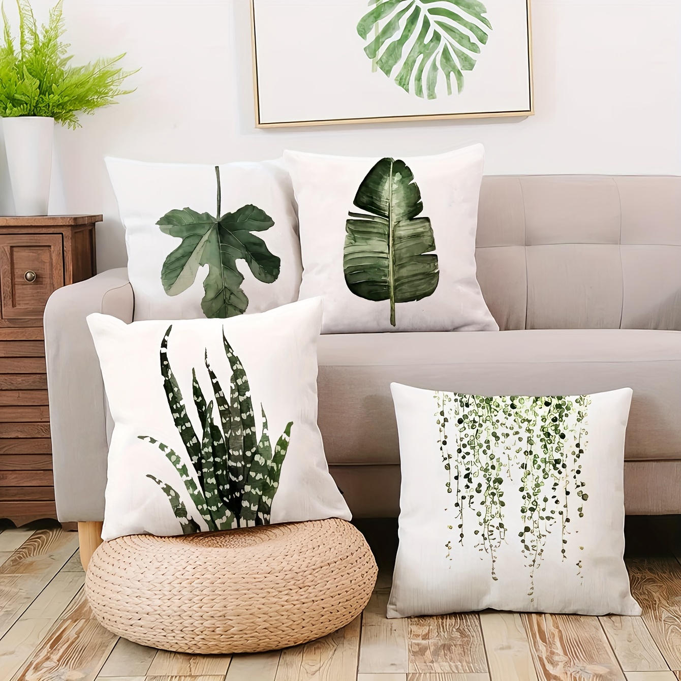 TEMU 4-Pack de Fundas de Almohada de Diseño Contemporáneo, Reversibles de Poliéster 100%, Cubiertas de Cojín Lavables en Máquina, Cierre con