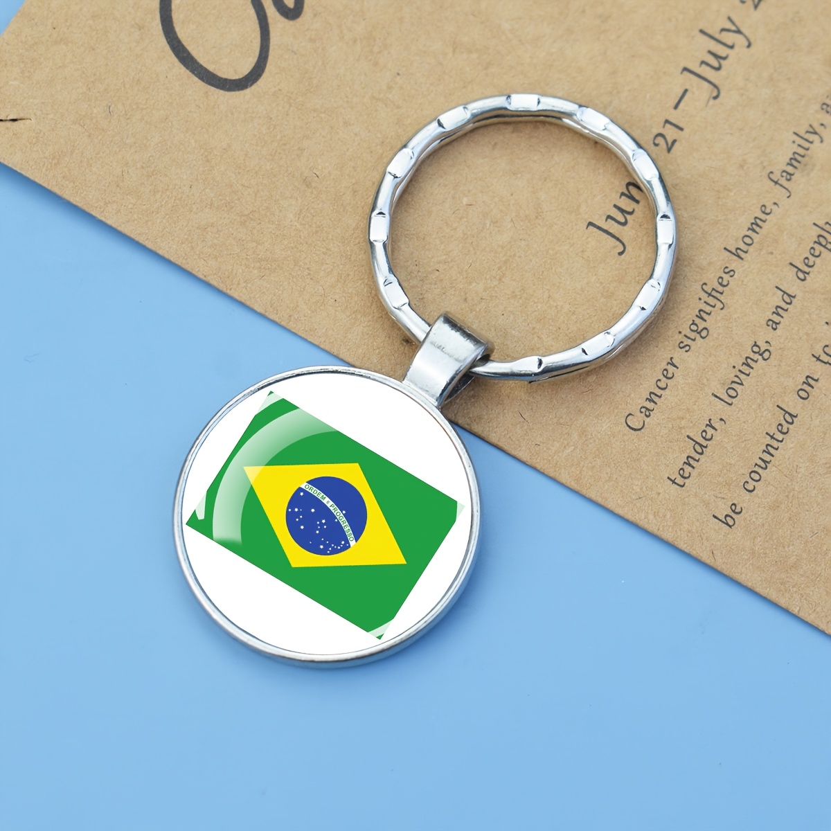 TEMU 1 pièce Porte-clés drapeau du Brésil, pendentif porte-clés en métal, cadeau pour homme, accessoire pour clés de voiture, , porte-clés décoratif