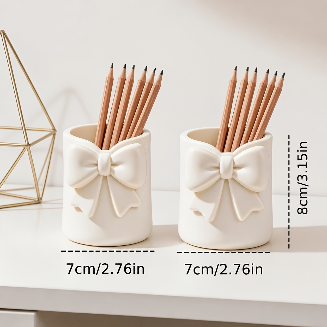 TEMU 2pcs Bow-shaped Countertop Storage Buckets, Makeup Brush Organizer, 3d Pen Holder, Lip Gloss And Eyebrow Pencil Organizer, Lipstick And Eyebrow