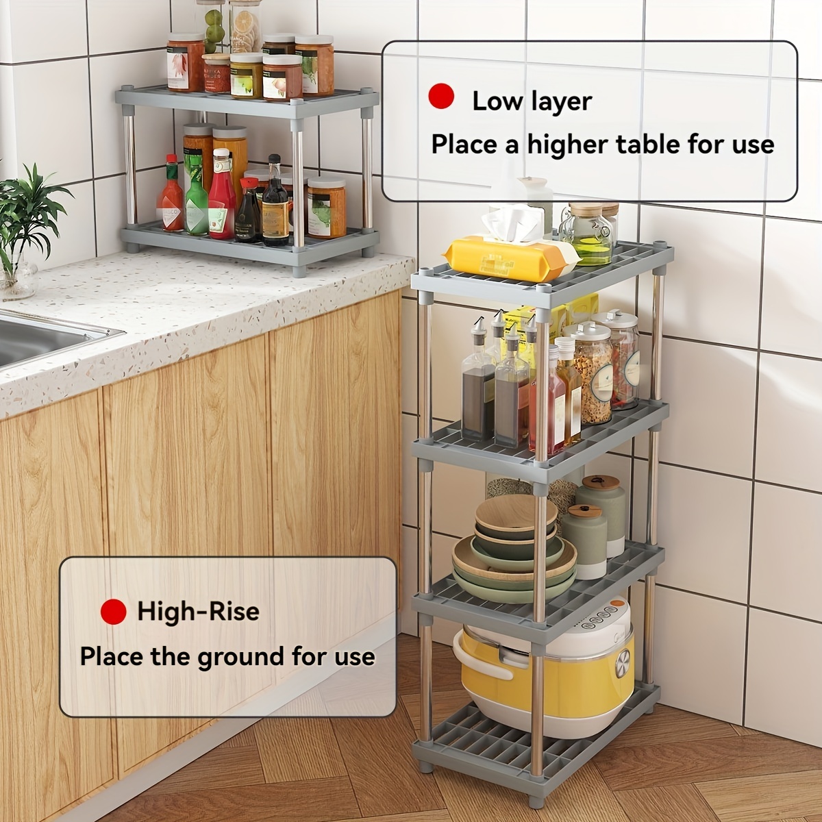 Bathroom cheapest Organizer Kitchen Shelf Bathroom Cabinet Multi-Purpose Cabinet 4 Tiers Metal Kitchen Organizer.